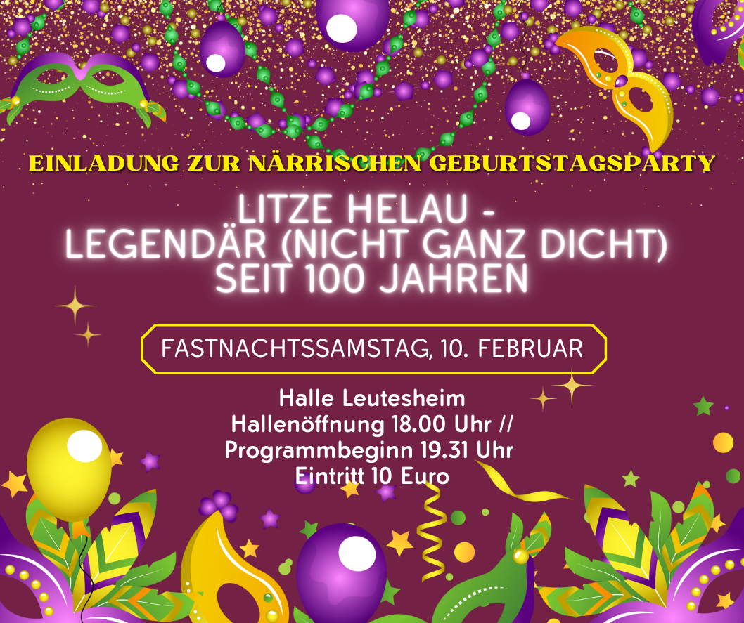 Read more about the article Litze Helau – Legendär (nicht ganz dicht) seit 100 Jahren