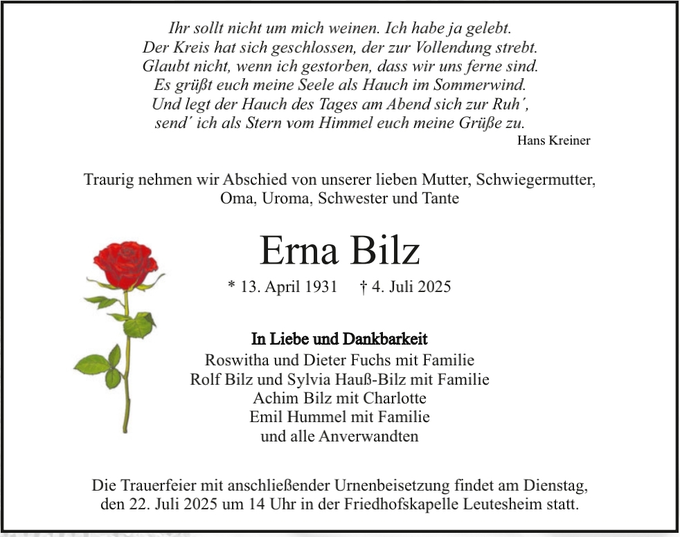 traueranzeigen todesanzeigen leutesheim