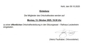 Mehr über den Artikel erfahren Öffentliche Ortschaftsratssitzung