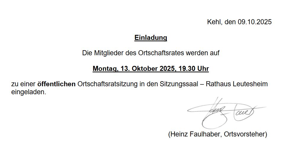Mehr über den Artikel erfahren Öffentliche Ortschaftsratssitzung