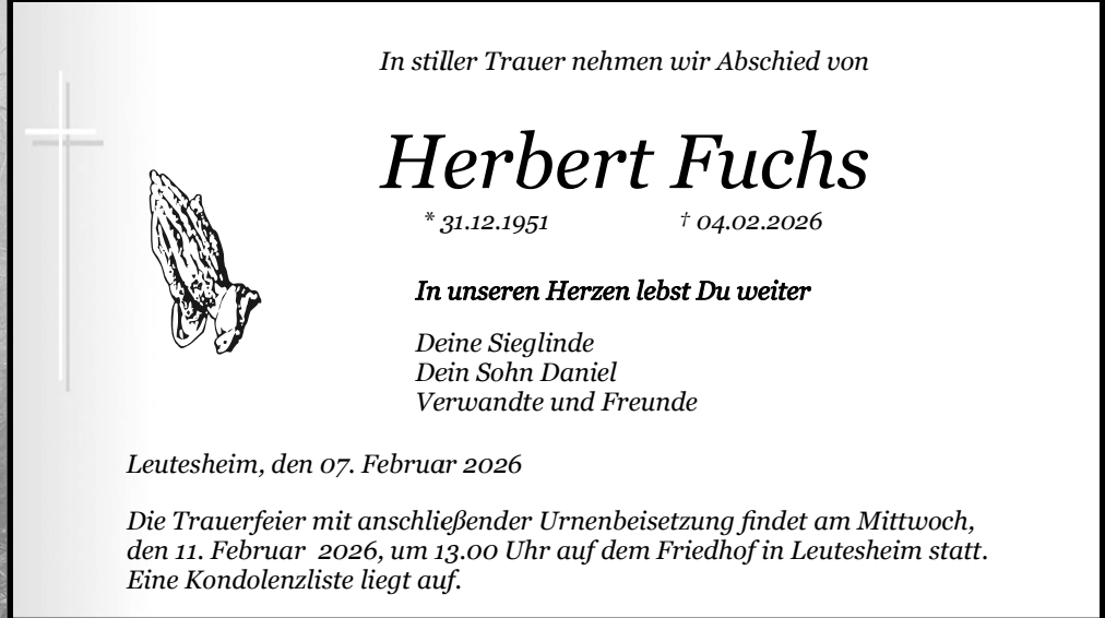 traueranzeigen todesanzeigen leutesheim